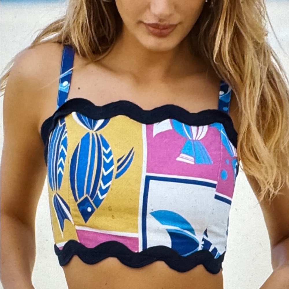 Anthropologie Scallop-Neck Crop Tank Top
